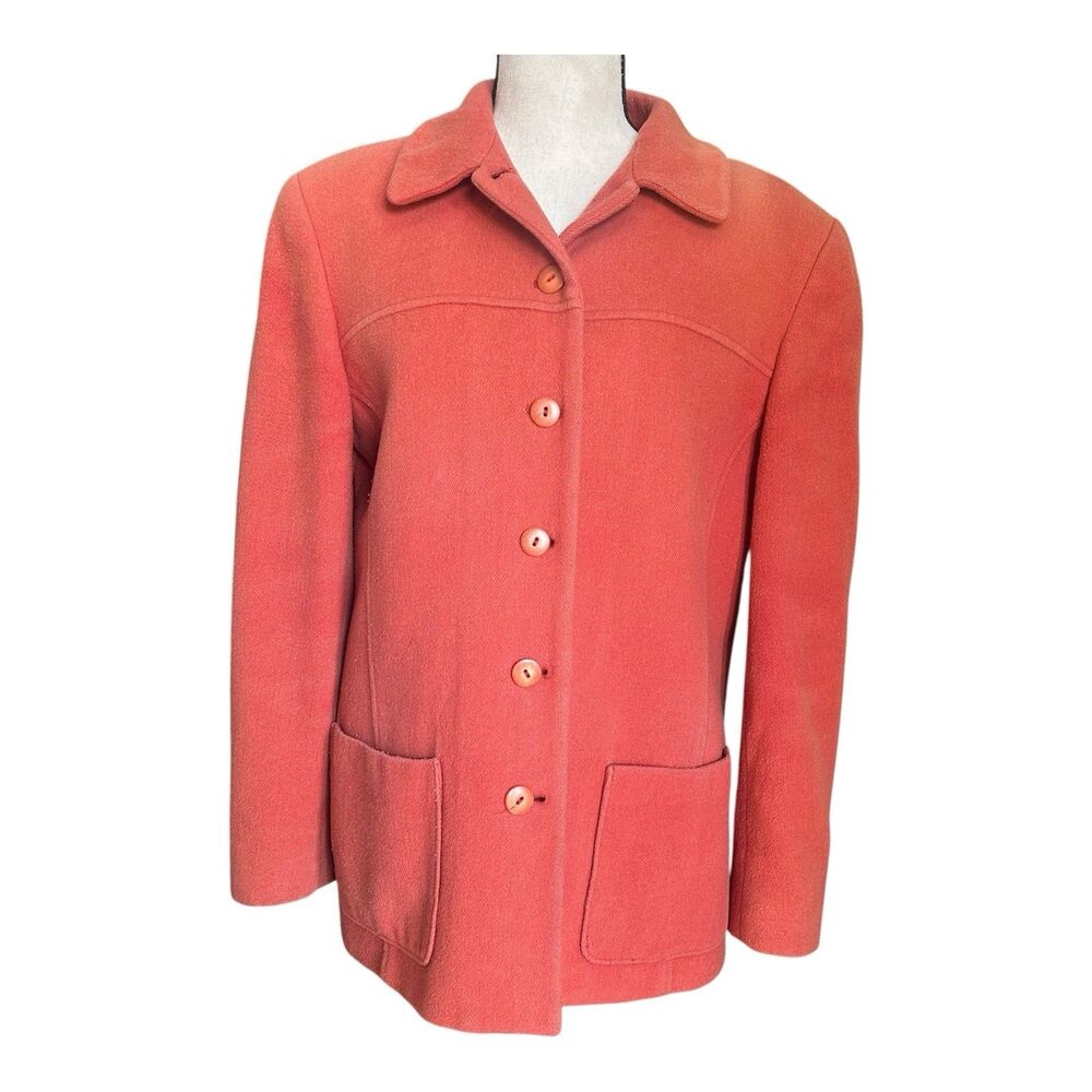 Vintage Lands' End Wool Blend Coral Jacket Women’s 10 Lambswool Coat